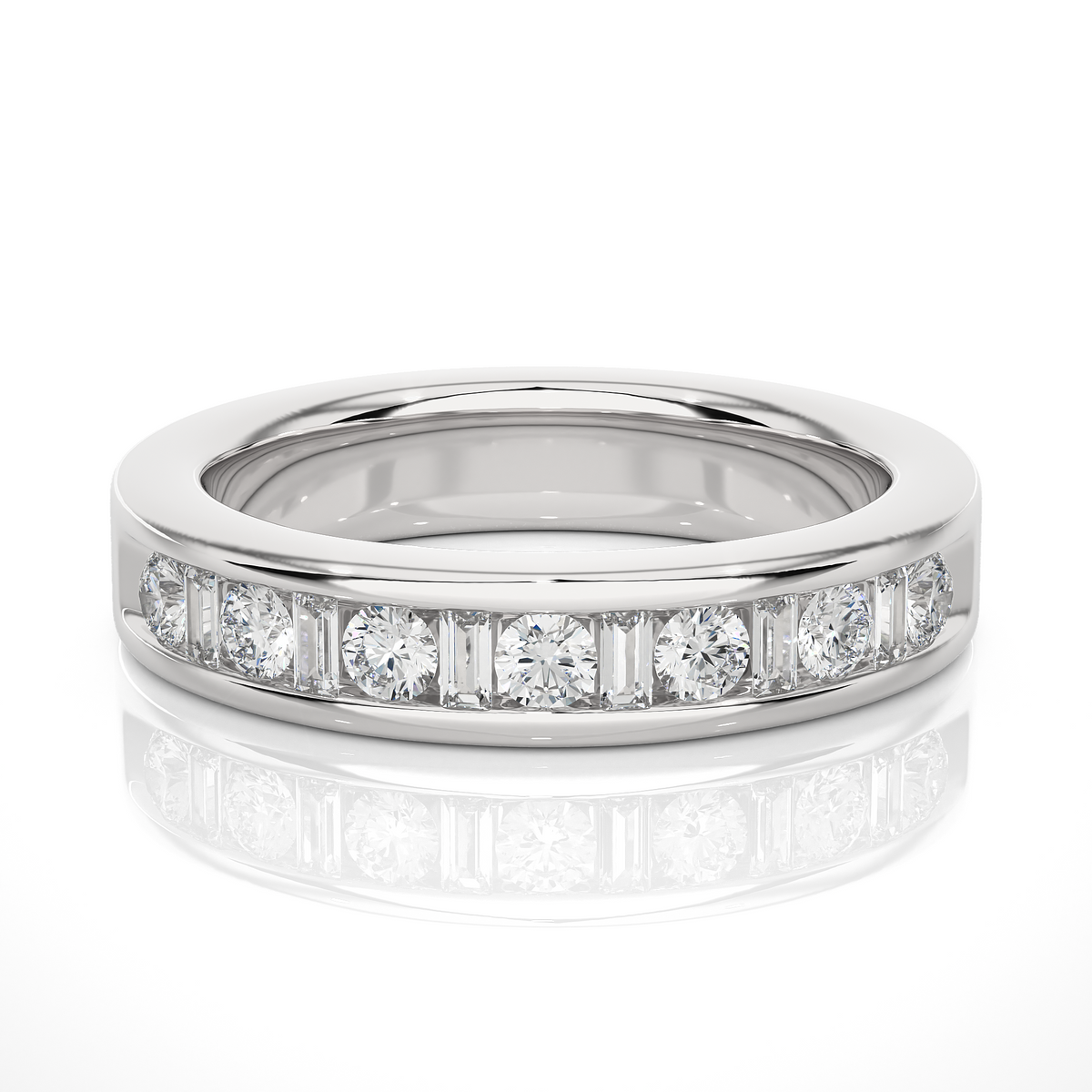 Handcrafted Eternity Band With Baguette And Round Labgrown Diamonds For Special Occasions - HIGHCARAT DIAMONDS