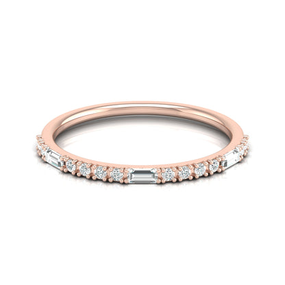 Labgrown Ecofriendly  Baguette and Round Diamond Half-Eternity Stackable Band Ring For Anniversary Gift - HIGHCARAT DIAMONDS