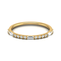 Labgrown Ecofriendly  Baguette and Round Diamond Half-Eternity Stackable Band Ring For Anniversary Gift - HIGHCARAT DIAMONDS