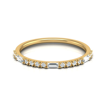 Labgrown Ecofriendly  Baguette and Round Diamond Half-Eternity Stackable Band Ring For Anniversary Gift - HIGHCARAT DIAMONDS