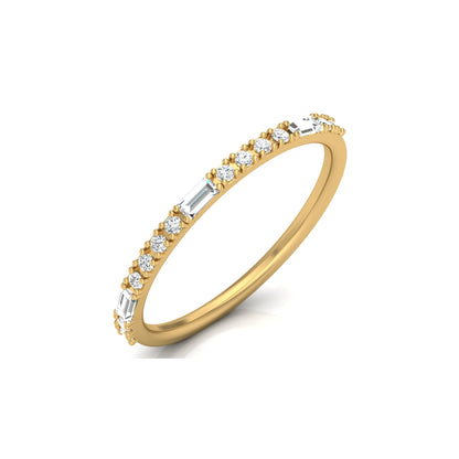 Labgrown Ecofriendly  Baguette and Round Diamond Half-Eternity Stackable Band Ring For Anniversary Gift - HIGHCARAT DIAMONDS