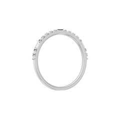 Labgrown Ecofriendly  Baguette and Round Diamond Half-Eternity Stackable Band Ring For Anniversary Gift - HIGHCARAT DIAMONDS