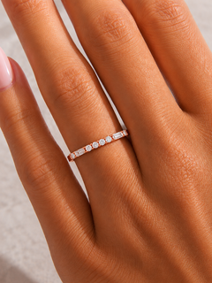 Labgrown Ecofriendly  Baguette and Round Diamond Half-Eternity Stackable Band Ring For Anniversary Gift - HIGHCARAT DIAMONDS
