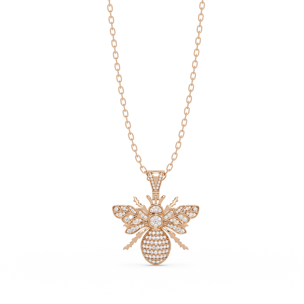 Bee Shape Lab-Grown Diamond Rose Gold Pendant - HIGHCARAT DIAMONDS