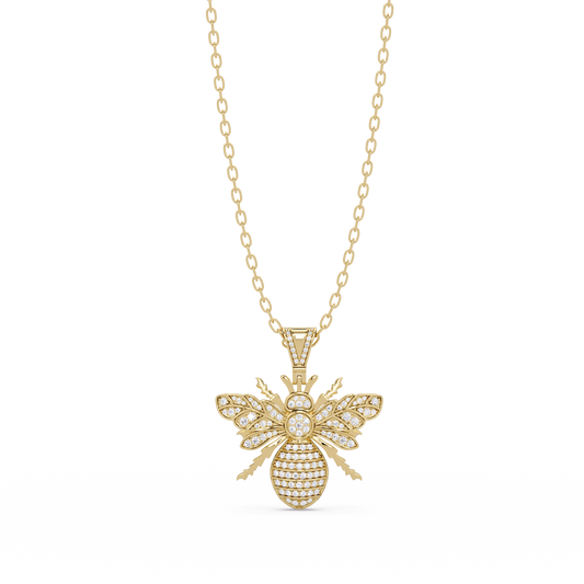 Bee Shape Lab-Grown Diamond Rose Gold Pendant - HIGHCARAT DIAMONDS