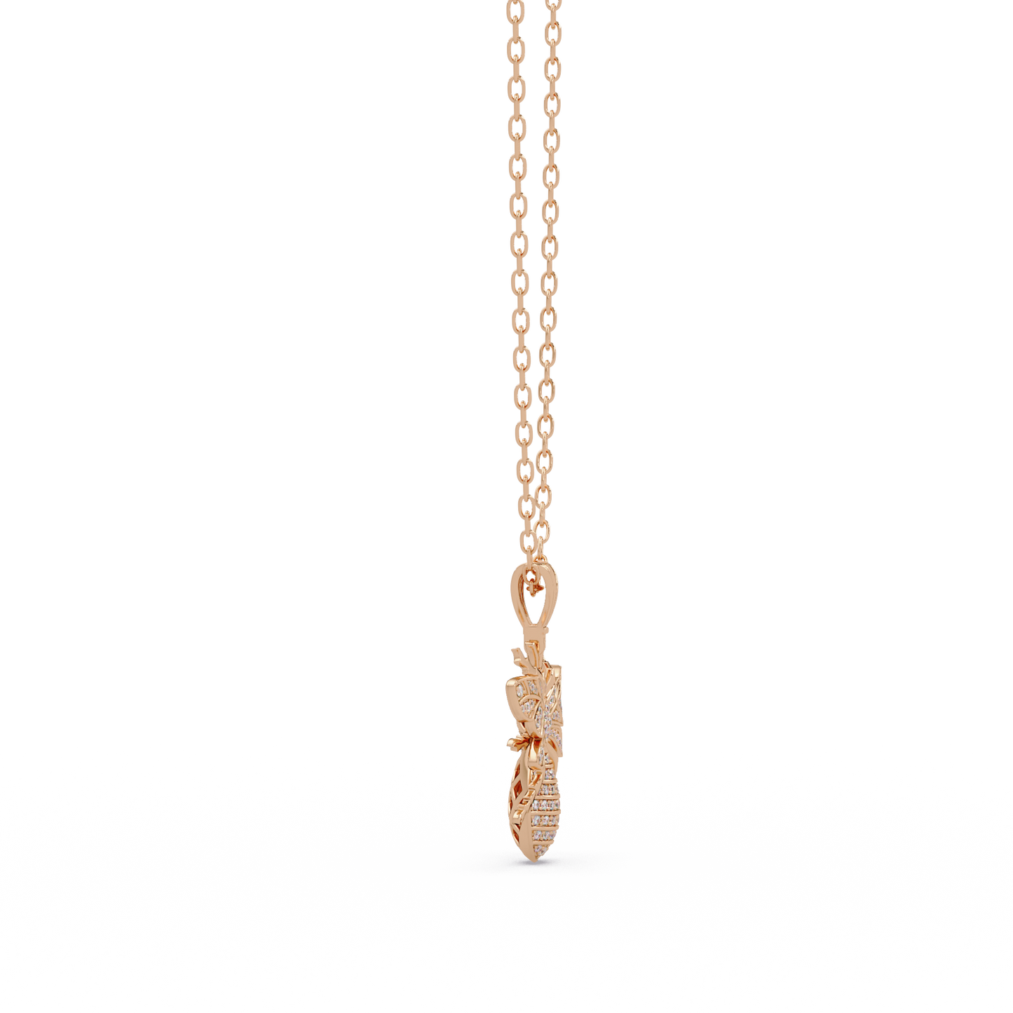 Bee Shape Lab-Grown Diamond Rose Gold Pendant - HIGHCARAT DIAMONDS
