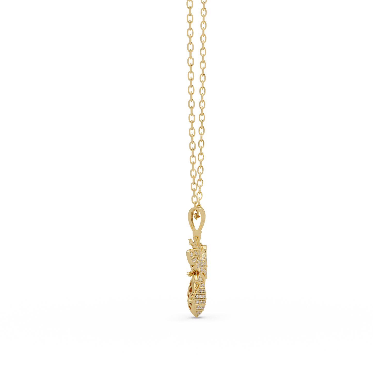 Bee Shape Lab-Grown Diamond Rose Gold Pendant - HIGHCARAT DIAMONDS