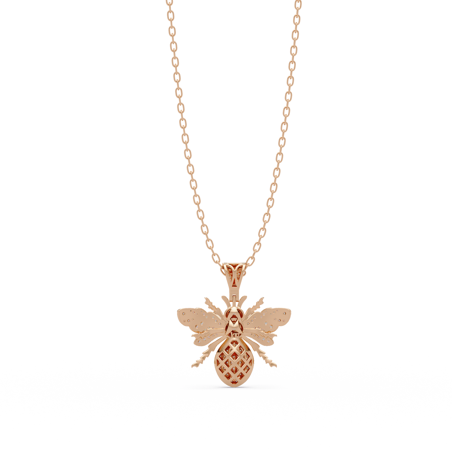 Bee Shape Lab-Grown Diamond Rose Gold Pendant - HIGHCARAT DIAMONDS