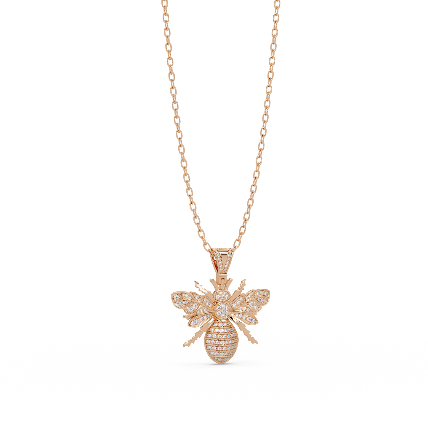 Bee Shape Lab-Grown Diamond Rose Gold Pendant - HIGHCARAT DIAMONDS