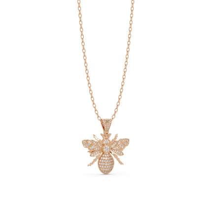 Bee Shape Lab-Grown Diamond Rose Gold Pendant - HIGHCARAT DIAMONDS