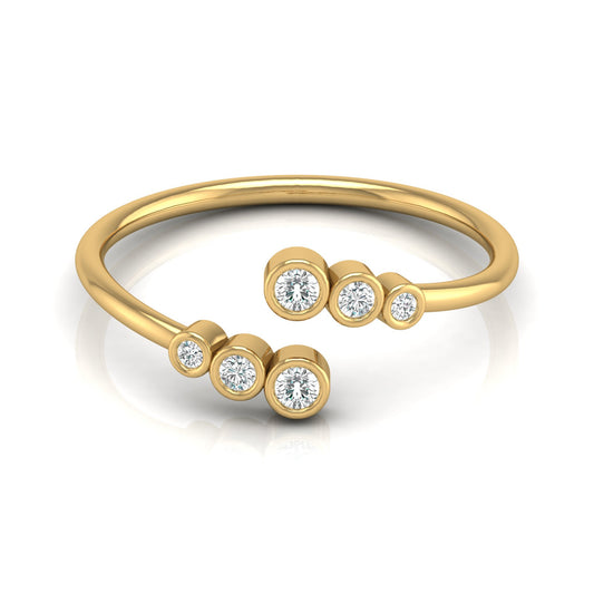 Bezel Set Open Cuff Round Lab Diamond Ring - HIGHCARAT DIAMONDS