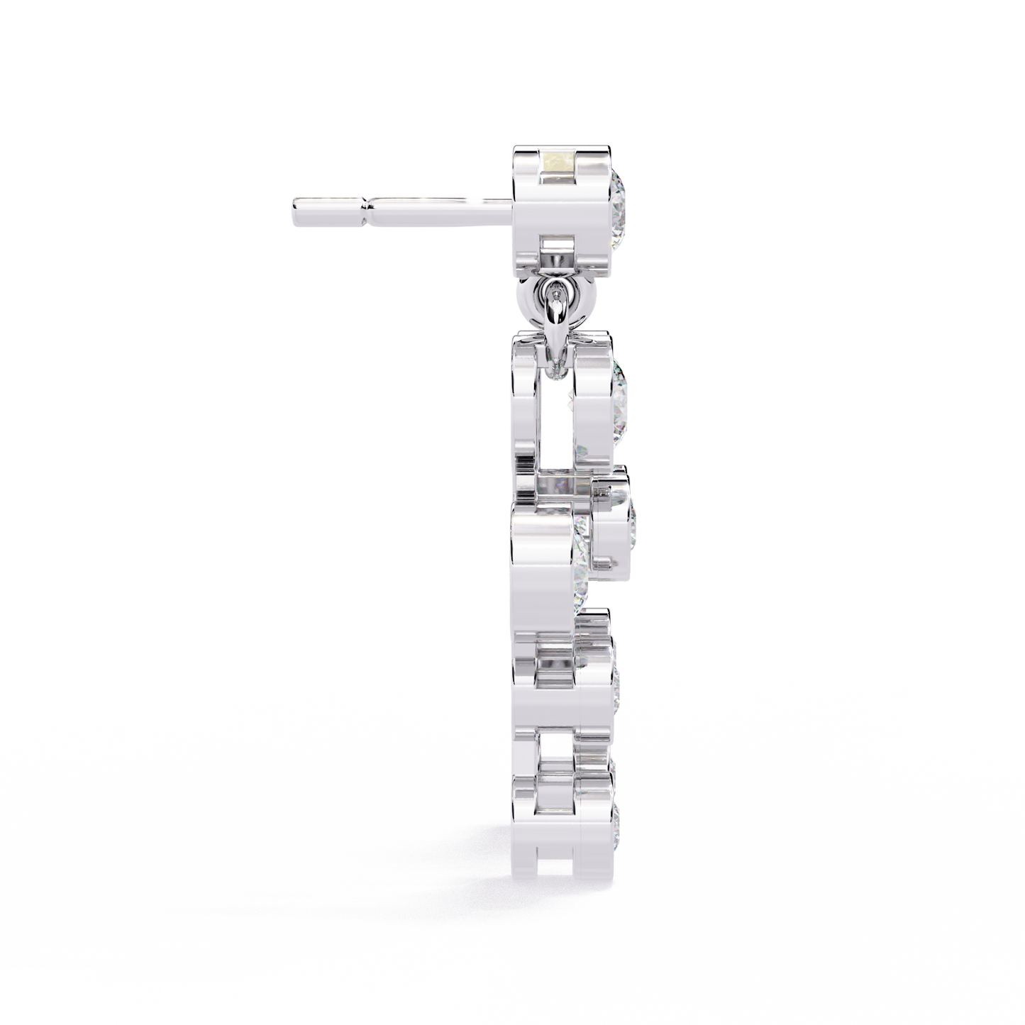 Bezel Set Round Cut Lab Grown Diamond Art Deco Push Back Wedding Drop Earring For Special Occasion