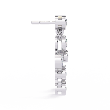 Bezel Set Round Cut Lab Grown Diamond Art Deco Push Back Wedding Drop Earring For Special Occasion