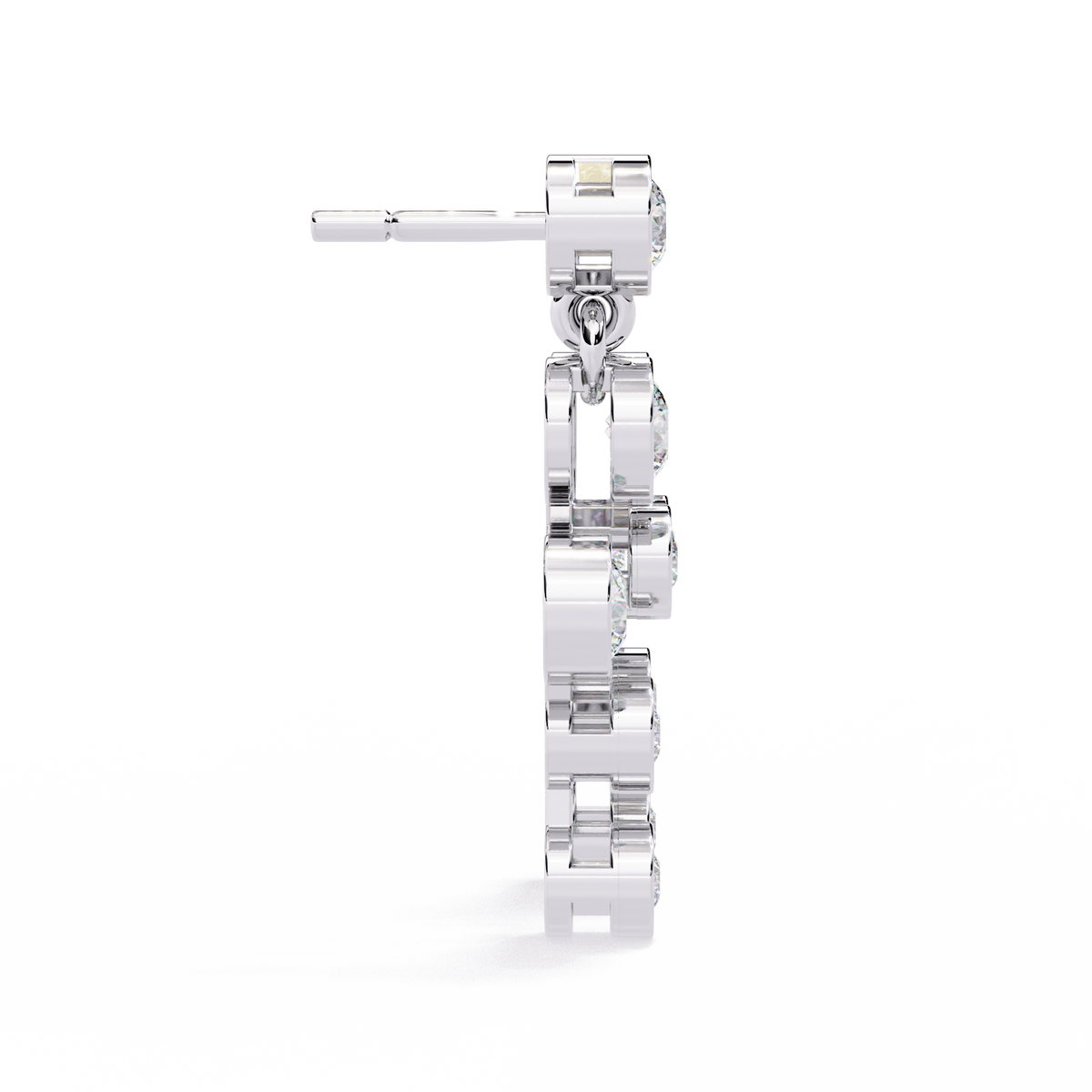 Bezel Set Round Cut Lab Grown Diamond Art Deco Push Back Wedding Drop Earring For Special Occasion - HIGHCARAT DIAMONDS