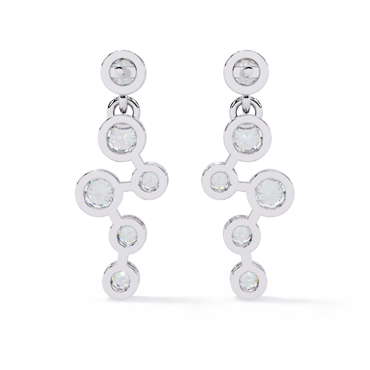 Bezel Set Round Cut Lab Grown Diamond Art Deco Push Back Wedding Drop Earring For Special Occasion