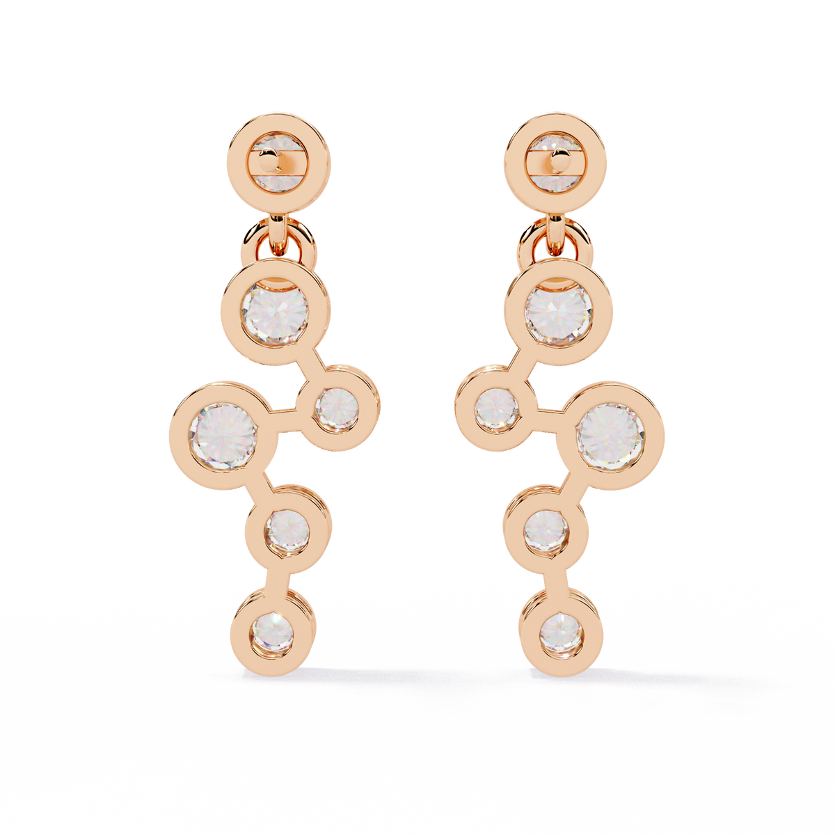 Bezel Set Round Cut Lab Grown Diamond Art Deco Push Back Wedding Drop Earring For Special Occasion - HIGHCARAT DIAMONDS
