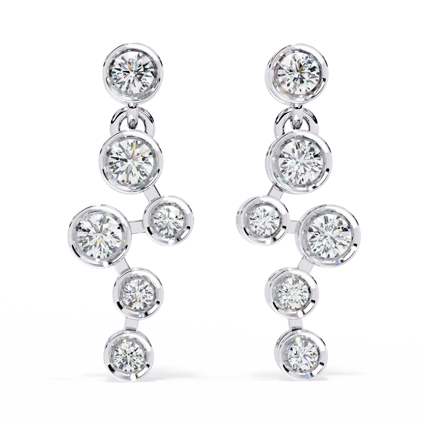Bezel Set Round Cut Lab Grown Diamond Art Deco Push Back Wedding Drop Earring For Special Occasion