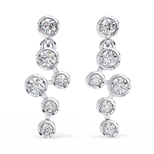 Bezel Set Round Cut Lab Grown Diamond Art Deco Push Back Wedding Drop Earring For Special Occasion