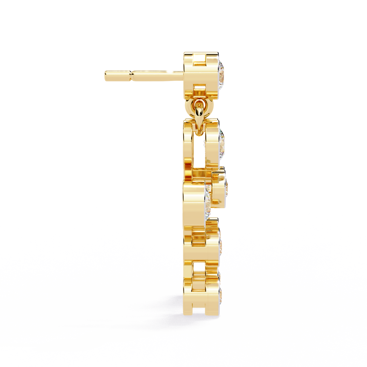 Bezel Set Round Cut Lab Grown Diamond Art Deco Push Back Wedding Drop Earring For Special Occasion