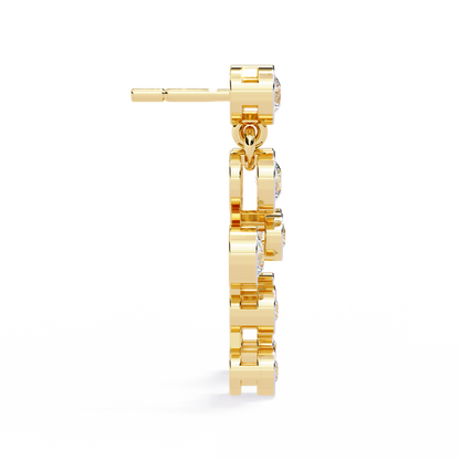 Bezel Set Round Cut Lab Grown Diamond Art Deco Push Back Wedding Drop Earring For Special Occasion