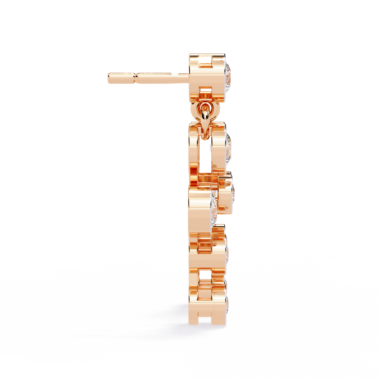 Bezel Set Round Cut Lab Grown Diamond Art Deco Push Back Wedding Drop Earring For Special Occasion