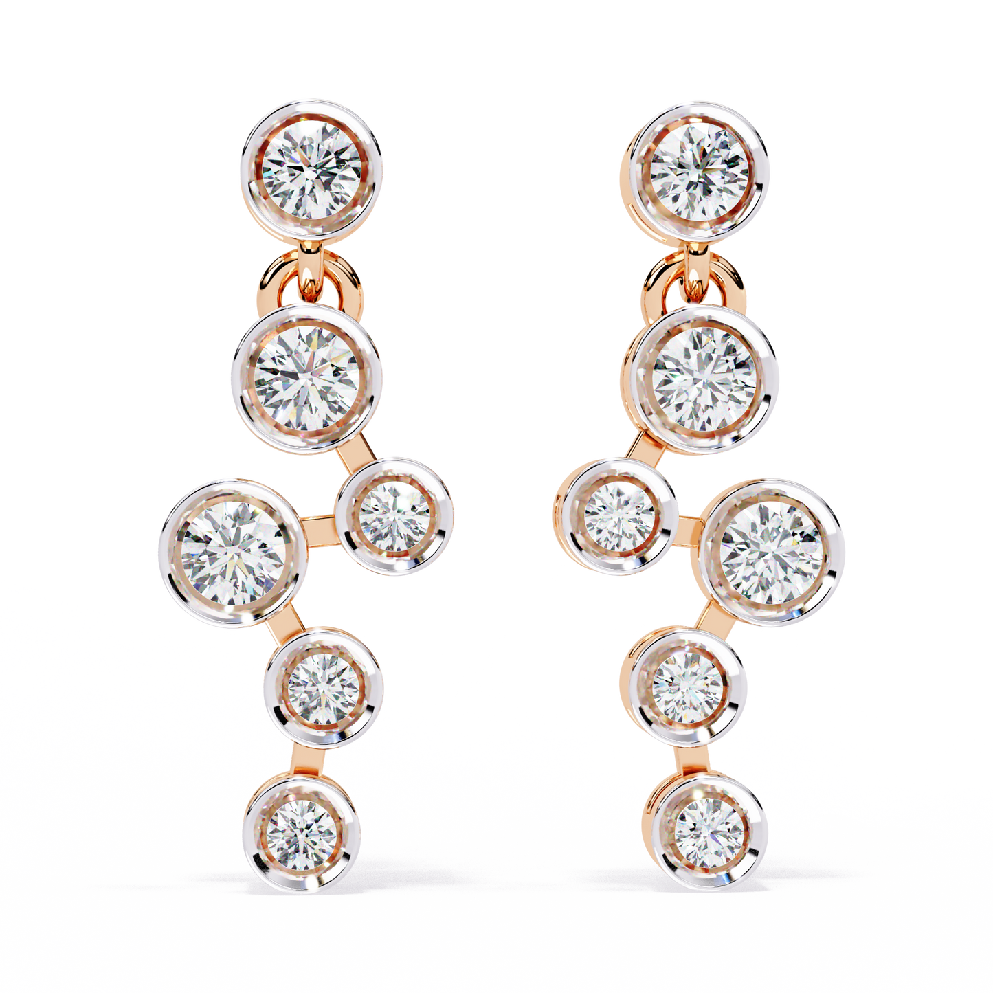 Bezel Set Round Cut Lab Grown Diamond Art Deco Push Back Wedding Drop Earring For Special Occasion
