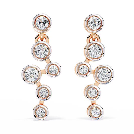 Bezel Set Round Cut Lab Grown Diamond Art Deco Push Back Wedding Drop Earring For Special Occasion - HIGHCARAT DIAMONDS