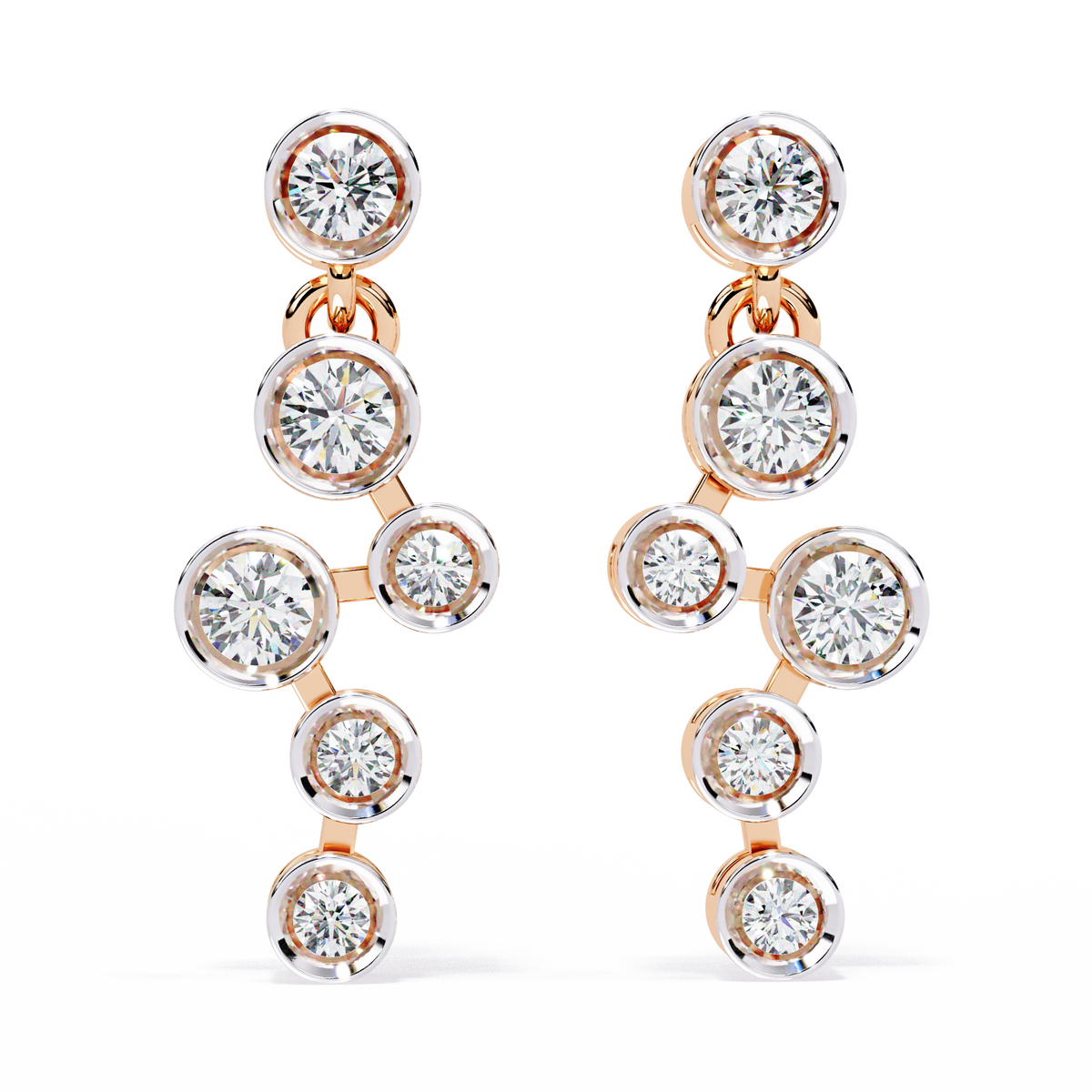 Bezel Set Round Cut Lab Grown Diamond Art Deco Push Back Wedding Drop Earring For Special Occasion - HIGHCARAT DIAMONDS