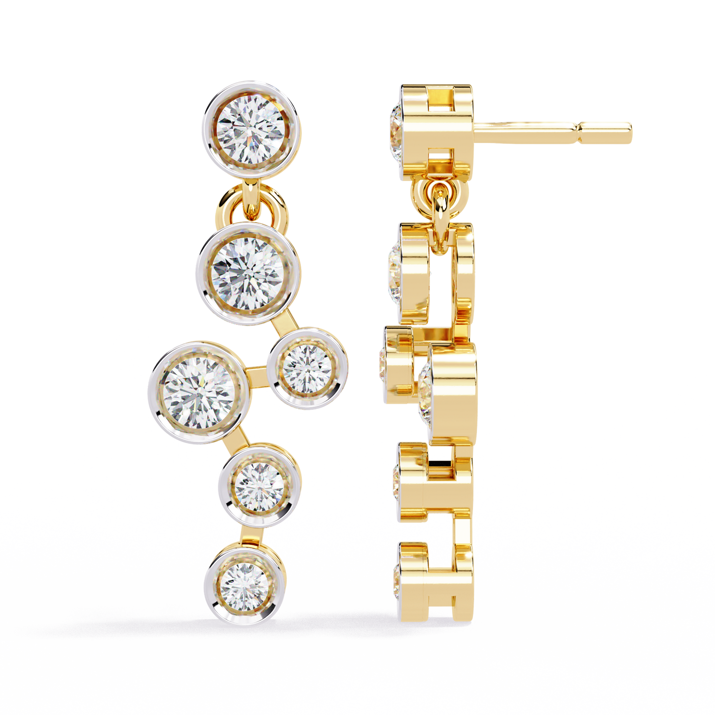 Bezel Set Round Cut Lab Grown Diamond Art Deco Push Back Wedding Drop Earring For Special Occasion