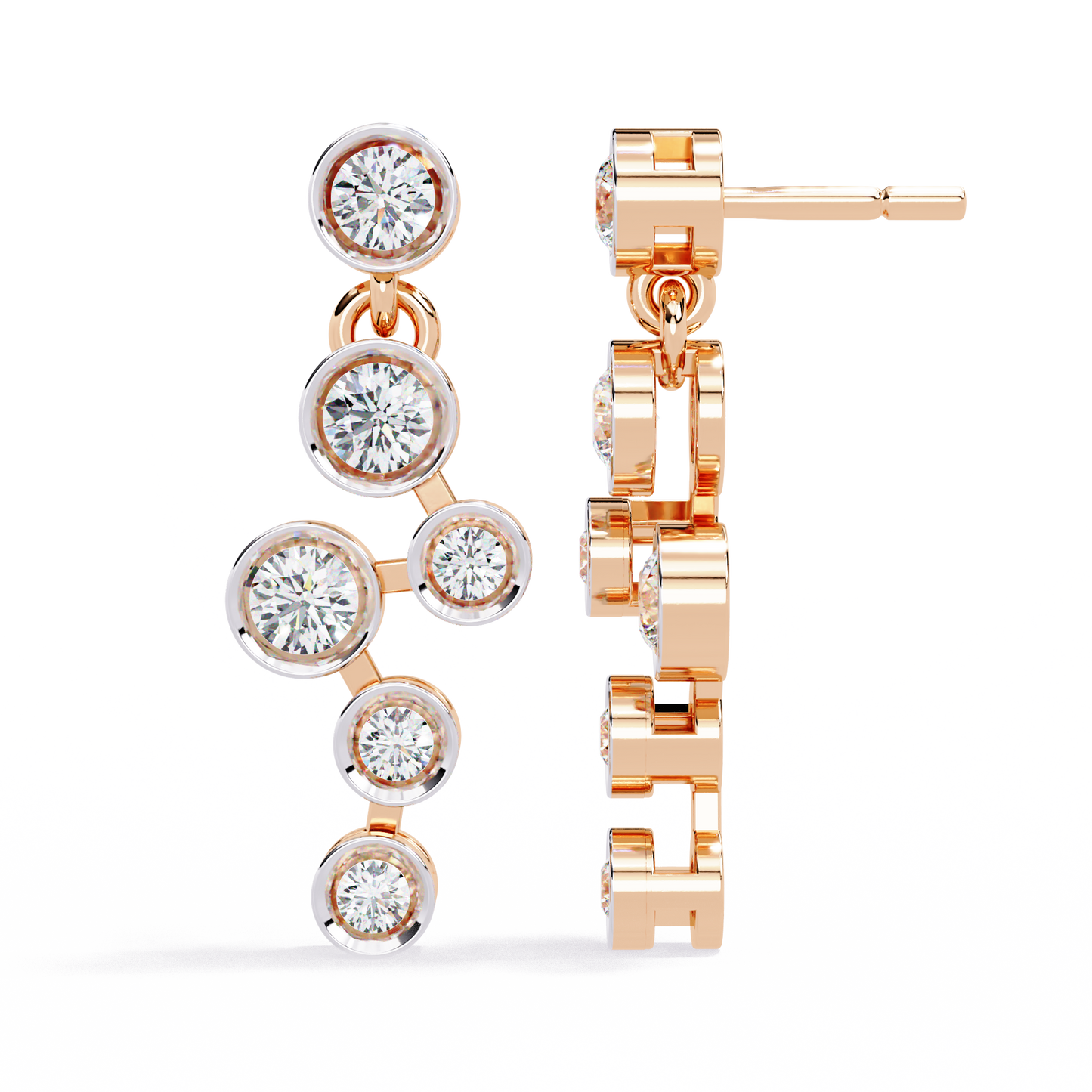 Bezel Set Round Cut Lab Grown Diamond Art Deco Push Back Wedding Drop Earring For Special Occasion