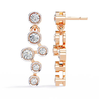 Bezel Set Round Cut Lab Grown Diamond Art Deco Push Back Wedding Drop Earring For Special Occasion