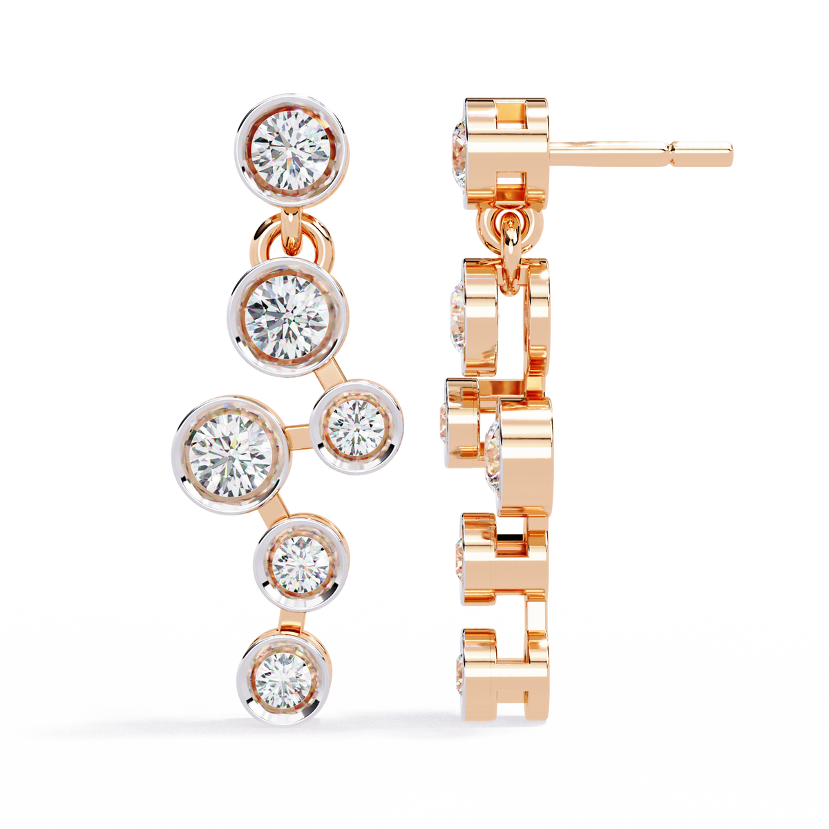 Bezel Set Round Cut Lab Grown Diamond Art Deco Push Back Wedding Drop Earring For Special Occasion - HIGHCARAT DIAMONDS