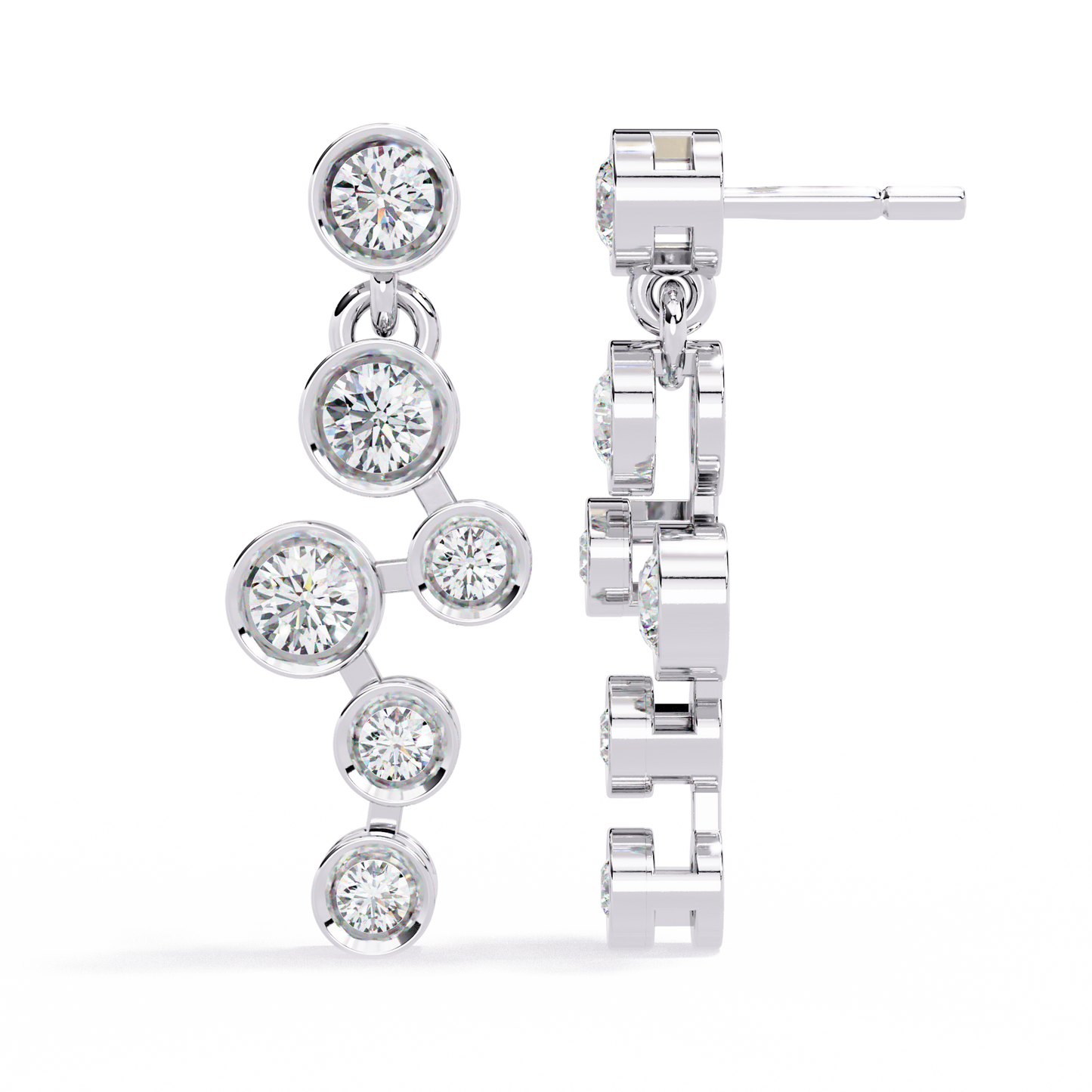 Bezel Set Round Cut Lab Grown Diamond Art Deco Push Back Wedding Drop Earring For Special Occasion