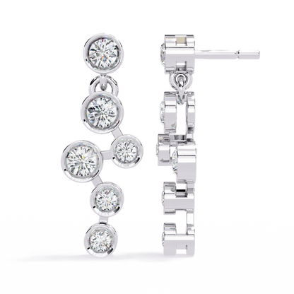 Bezel Set Round Cut Lab Grown Diamond Art Deco Push Back Wedding Drop Earring For Special Occasion