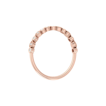 Bezel-Set Round Diamond Band Ring With Milgrain Detailing Vintage Style In 14K Solid Gold - HIGHCARAT DIAMONDS