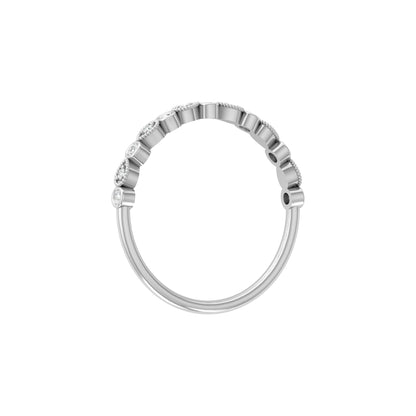 Bezel-Set Round Diamond Band Ring With Milgrain Detailing Vintage Style In 14K Solid Gold - HIGHCARAT DIAMONDS