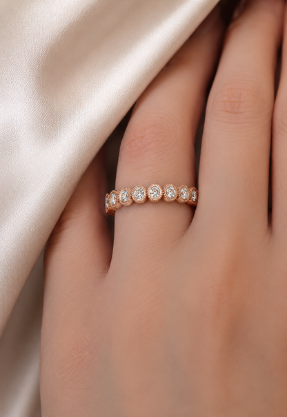 Bezel Set Round Shaped Diamond Band Ring Timeless Beauty At Great Price In 14K Solid gold - HIGHCARAT DIAMONDS
