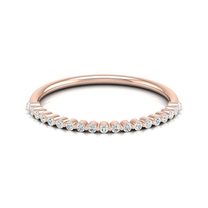 Bezel Set Round Diamond Half Eternity Band Ring In 14KT Gold for Women Lab-Grown or Natural - HIGHCARAT DIAMONDS