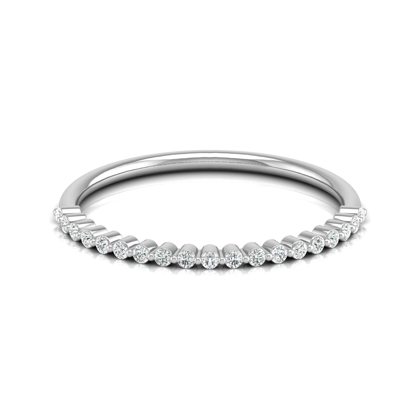 Bezel Set Round Diamond Half Eternity Band Ring In 14KT Gold for Women Lab-Grown or Natural - HIGHCARAT DIAMONDS