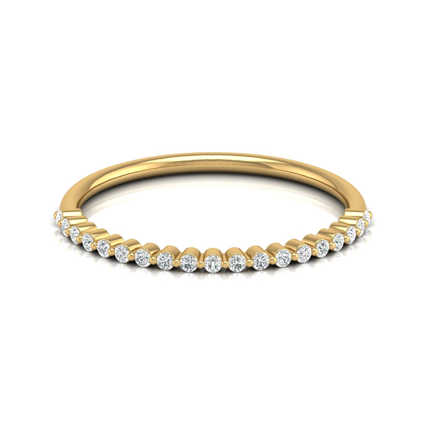 Bezel Set Round Diamond Half Eternity Band Ring In 14KT Gold for Women Lab-Grown or Natural - HIGHCARAT DIAMONDS