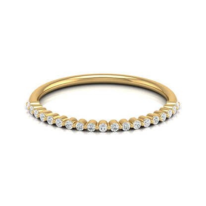 Bezel Set Round Diamond Half Eternity Band Ring In 14KT Gold for Women Lab-Grown or Natural - HIGHCARAT DIAMONDS
