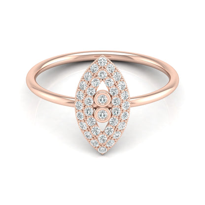 Bezel Set Round Diamond Ring In 14 KT Solid Rose Gold Modern And Secure Design For Her