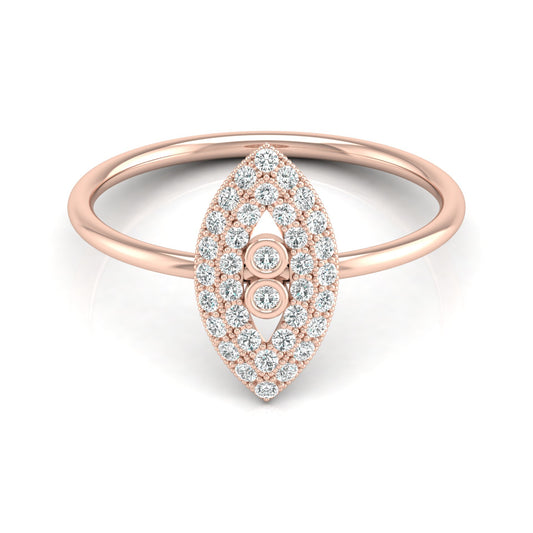Bezel Set Round Diamond Ring In 14 KT Solid Rose Gold Modern And Secure Design For Her - HIGHCARAT DIAMONDS