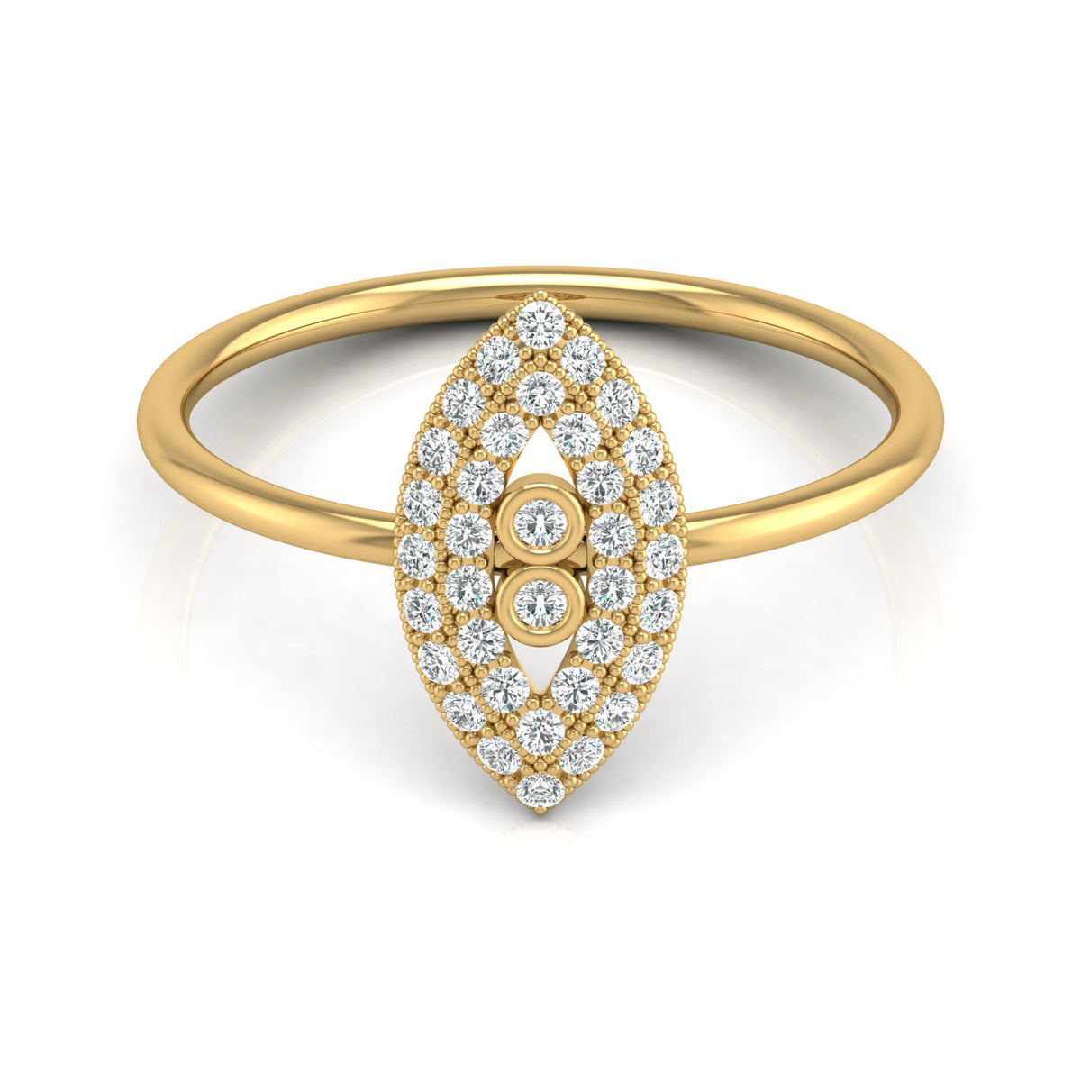 Bezel Set Round Diamond Ring In 14 KT Solid Rose Gold Modern And Secure Design For Her - HIGHCARAT DIAMONDS