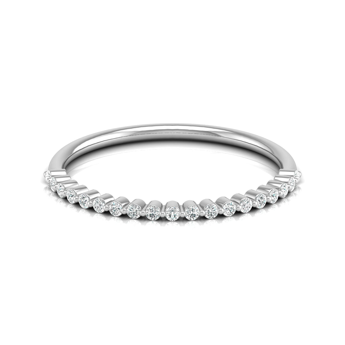 Bezel Set Round Diamond Half Eternity Band Ring In 14KT Gold for Women Lab-Grown or Natural - HIGHCARAT DIAMONDS