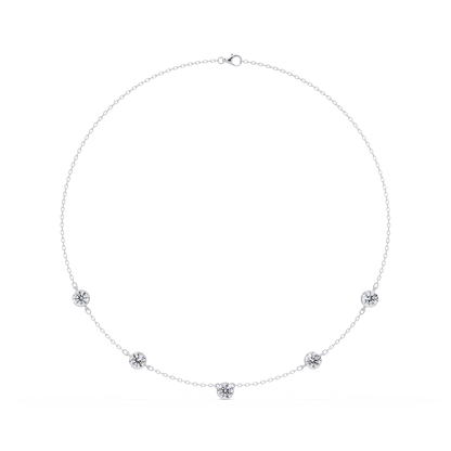 Bezel Set Round Lab-Grown Diamond Rose Gold Station Necklace - HIGHCARAT DIAMONDS