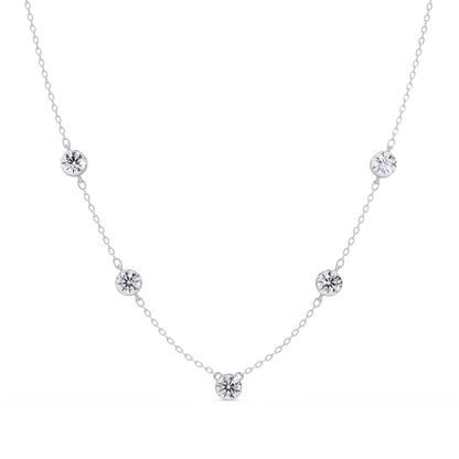 Bezel Set Round Lab-Grown Diamond Rose Gold Station Necklace - HIGHCARAT DIAMONDS