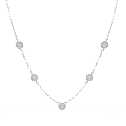 Bezel Set Round Lab-Grown Diamond Rose Gold Station Necklace - HIGHCARAT DIAMONDS