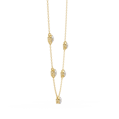 Bezel Set Round Lab-Grown Diamond Rose Gold Station Necklace - HIGHCARAT DIAMONDS