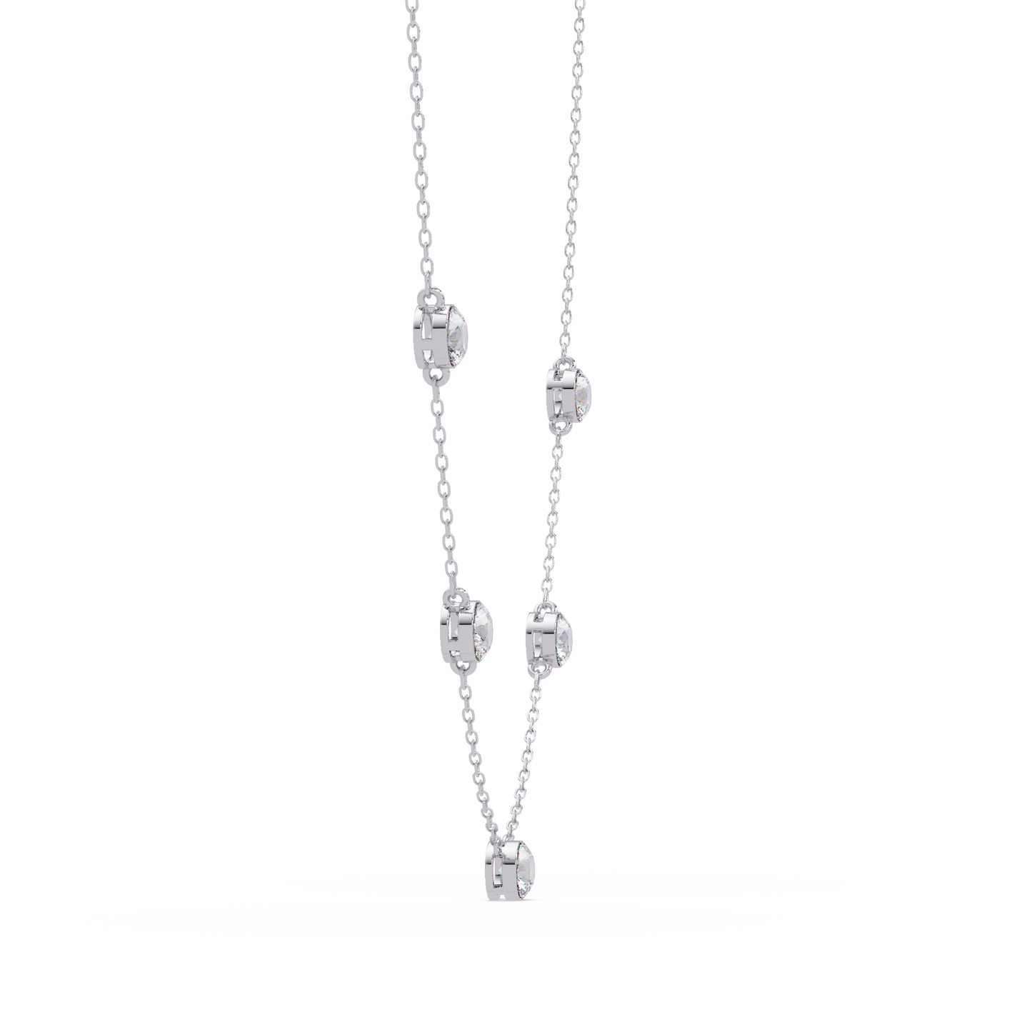 Bezel Set Round Lab-Grown Diamond Rose Gold Station Necklace - HIGHCARAT DIAMONDS